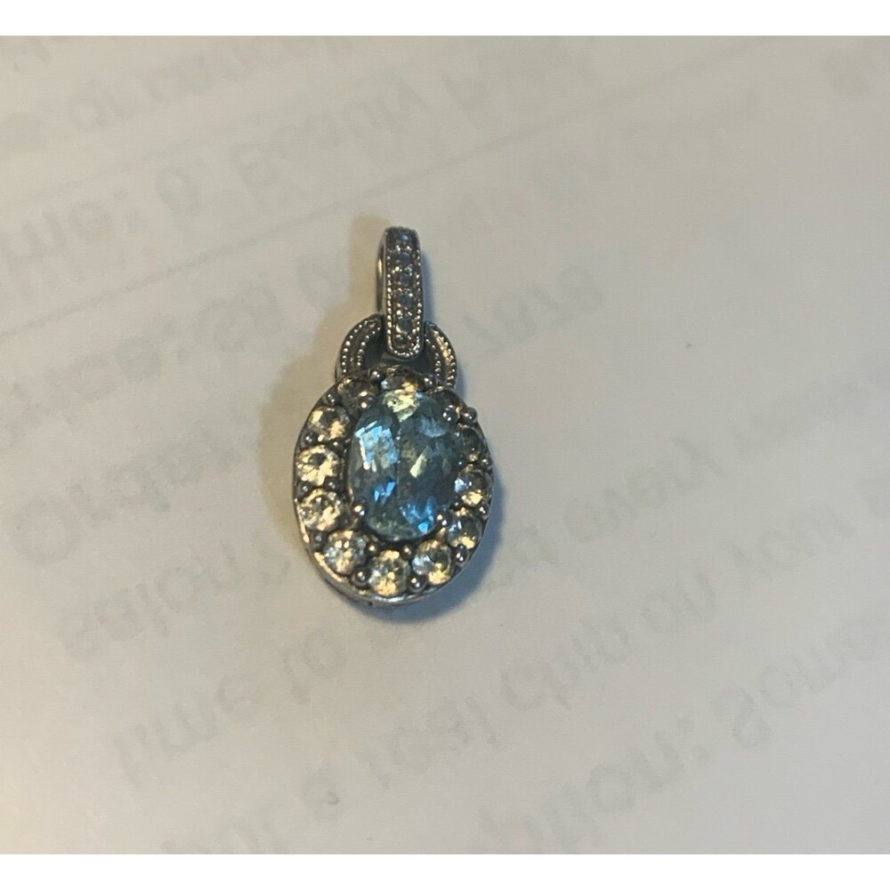 Blue and white topaz petite pendant sterling silver signed
